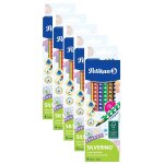 Pelikan lot de 5 6 crayons de couleur silverino triangulaire, epais 5mm, en bois fsc