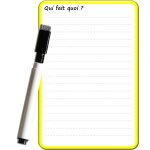 Pense b�te magn�tique frigo effa�able message qui fait quoi 15x10 cm avec marqueur effa�able magn�tique ...