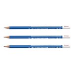 Pentel lot de 3 crayons graphite en bois de c�dre corps triangulaire mine coll�e hb