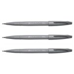 Pentel lot de 3 stylos feutre brush sign pen ses15 pointe pinceau flexible gris