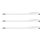 Pentel lot de 3 stylos roller a encre gel hybrid milky, blanc