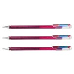 Pentel lot de 3 stylos roller gel hybrid dual metallic glitter, rouge