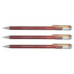 Pentel lot de 3 stylos roller hybride encre gel  dual pen , orange / jaune