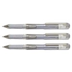 Pentel lot de 3 stylos roller k230m hybrid gel grip dx mtallic 1 mm blanc
