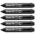 Pentel lot de 5 marqueurs permanent nxn50 rétractable, noir Pentel lot de 5 marqueurs permanent nxn50 rétractable, noir