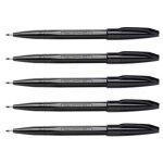 Pentel lot de 5 stylos feutre sign pen s 520, noir