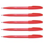 Pentel lot de 5 stylos feutre sign pen s 520 trac 1 mm rouge