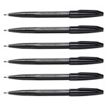 Pentel lot de 6 stylos feutre sign pen s 520, noir