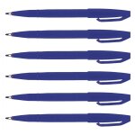 Pentel lot de 6 stylos feutre sign pen s 520 pointe fibre acrylique 2mm bleu