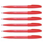Pentel lot de 6 stylos feutre sign pen s 520 trac 1 mm rouge