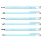 Pentel lot de 6 stylos roller a encre gel hybrid milky, bleu pastel