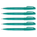 Pentel arts lot de 5 stylos feutre brush sign pen ses 15, turquoise