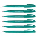 Pentel arts lot de 6 stylos feutre brush sign pen ses 15, turquoise