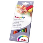 Pentel arts etui en carton de 12 crayons de couleur, hexagonal