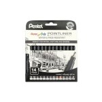 Pentel arts feutre technique permanent pointliner, set de 14