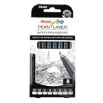 Pentel arts feutre technique permanent pointliner, set de 8