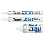 Pentel marqueur permanent blanc x100w, pointe ogive - 2, 2 mm