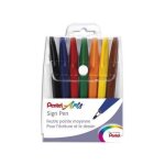 Pentel pochette de 7 stylos feutre pointe nylon 7 couleurs d'encre sign pen s520