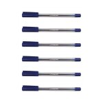 Pergamy lot de 6 stylos a bille pointe moyenne encre bleue corps plastique cristal avec capuchon
