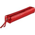 Petite trousse slim cuiris� 4x2, 5x19, 5 cm en v�ritable cuir, rouge