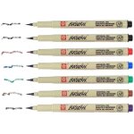 Pigma micron - pigment ecriture pointe brush - pigma brush pinceau stylo, lot de 6 couleurs