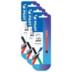 Pilot lot de 3 packs 2 recharges frixion ball 4 couleurs - encre gel effaable - pointe fine rouge