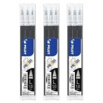 Pilot lot de 3 packs 3 recharge stylo roller frixion ball et clicker 10 pointe large noir