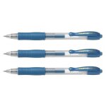 Pilot lot de 3 stylos bille a encre gel g2 07 metallic, bleu mtallique