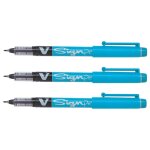 Pilot lot de 3 stylos feutre v - sign pointe moyenne 0, 6 mm turquoise