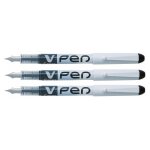 Pilot lot de 3 stylos plume jetable v - pen effaable pointe moyenne noir
