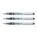 Pilot lot de 3 stylos plume jetable v - pen effaable vert