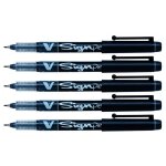 Pilot lot de 5 stylos feutre v sign pen pointe moyenne 0, 6 mm noir
