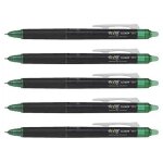 Pilot lot de 5 stylos roller effaable frixion point clicker pointe fine vert
