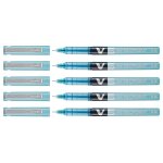 Pilot lot de 5 stylos roller hi - tecpoint v5 encre liquide pte fine turquoise