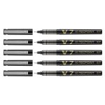 Pilot lot de 5 stylos roller hi - tecpoint v7 encre liquide pointe moyenne noir