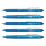 Pilot lot de 5 stylos roller r�tractable frixion ball clicker pointe moyenne 0, 7 turquoise
