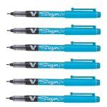 Pilot lot de 6 stylos feutre v - sign pointe moyenne 0, 6 mm turquoise Pilot lot de 6 stylos feutre v - sign pointe moyenne 0, 6 mm turquoise