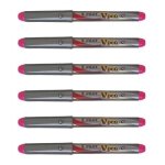 Pilot lot de 6 stylos plume jetable v - pen silver pointe moyenne rose