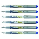 Pilot lot de 6 stylos plume jetable v - pen silver pte moyenne bleu