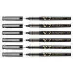 Pilot lot de 6 stylos roller hi - tecpoint v7 encre liquide pointe moyenne noir