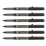 Pilot lot de 6 stylos roller v ball vb7 encre liquide pte m�tal moyenne noir