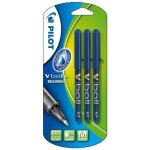 Pilot v - ball 07 blister de 3 stylos a bille roulante a encre liquide pointe moyenne bleu