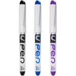 Pilot v pen disposable erasable fountain pen 0. 6mm nib medium line black blue purple ink pack of 3