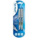 Pilot v - pen silver blister de 2 stylos plumes jetables pointe moyenne bleu