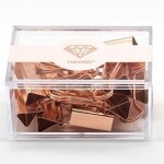 Pince a papier en m�tal or rose, grand porte - m�mo, accessoires de bureau, papeterie, fournitures scolaires ...