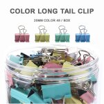 Pinces a papier en m�tal pour reliure de bureau, 48 pi�ces, clips de reliure color�s pour fichier, photo, ...