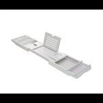 Plateau de baignoire extensible en bambou ¿ support de bain de luxe avec porte - bouteilles, support ...