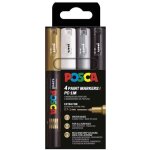 Pochette 4 marqueurs posca - pc1m - couleurs festives - pointe extra fine - 0, 7 - 1mm