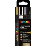 Pochette 4 marqueurs posca - pc3m - couleurs festives - pointe fine - 0, 9 - 1, 3mm