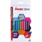 Pochette de 8 stylos bille capuchon avec clip m�tal, pointe large 1 mm, noir / rouge / bleu / vert / ...